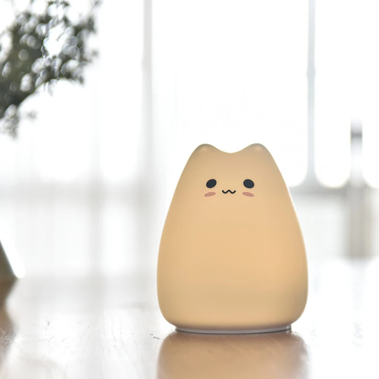 7 цветов Изменение usb мягкий силиконовый животное кошка ребенок комната сна стол ночник лампа