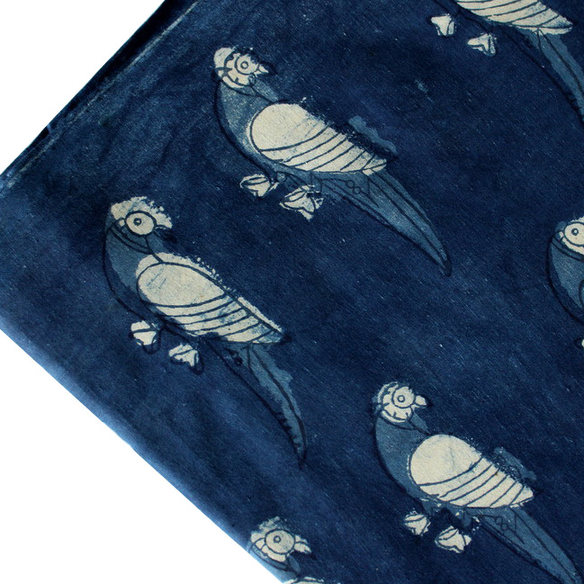 Ткань цвета индиго с животным принтом, экологически чистый натуральный хлопок ручной работы