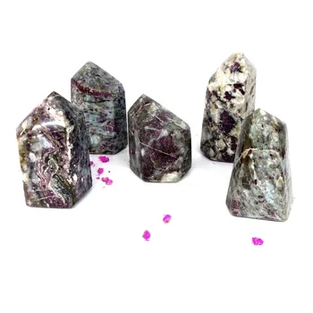 Natural Plum Blossom Tourmaline Tower Point Crystal Pink Tourmaline For Energy Healing