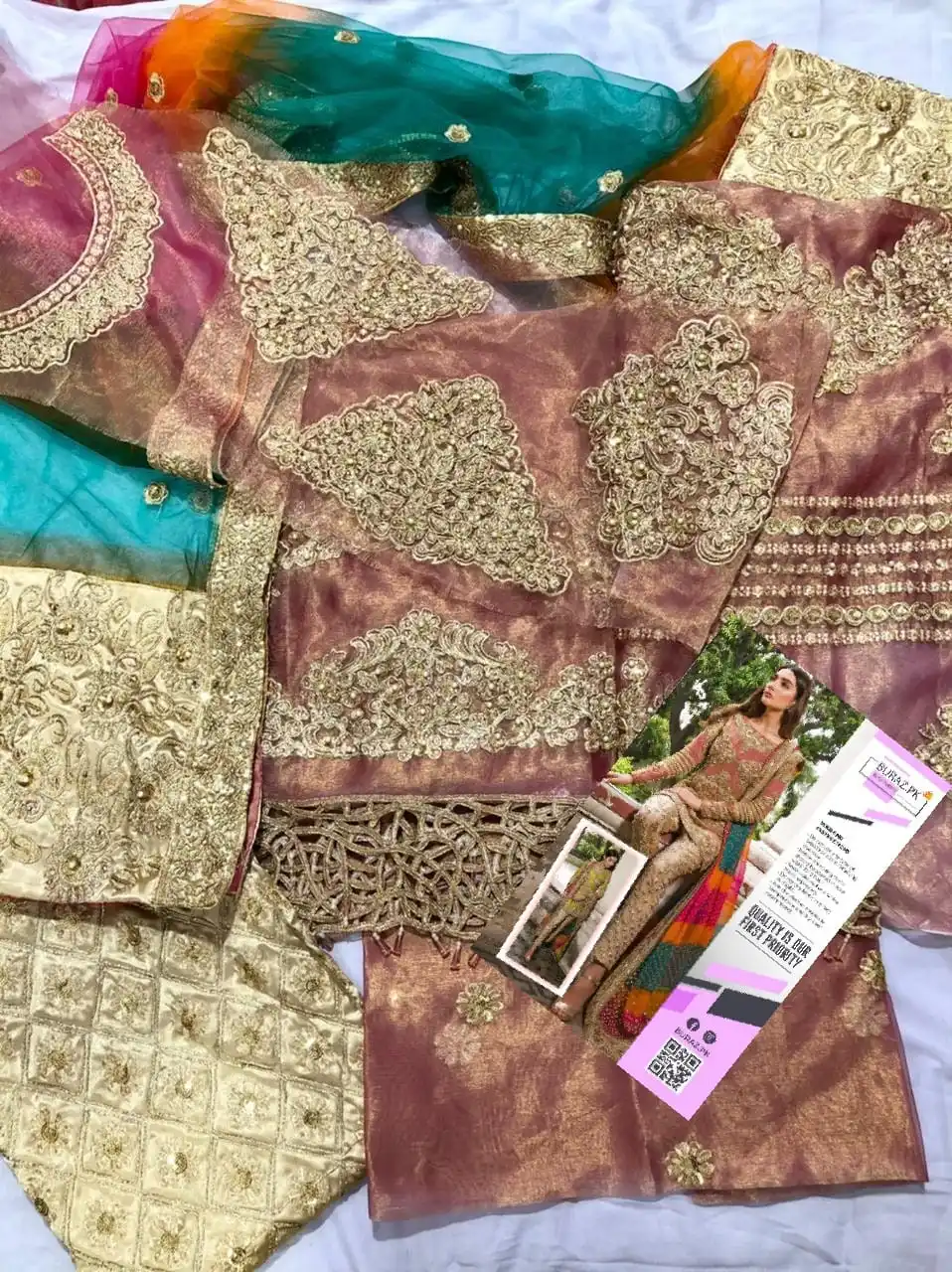 Latest Design Colorful Mehndi Pakistani Ladies Dress by AJM
