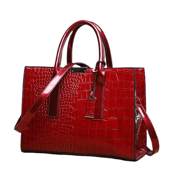 Patent Leather Women Messenger Bags Crocodile Female Cross Body Shoulder Hand bags For Women 2022 High Quality Ladies Handbags