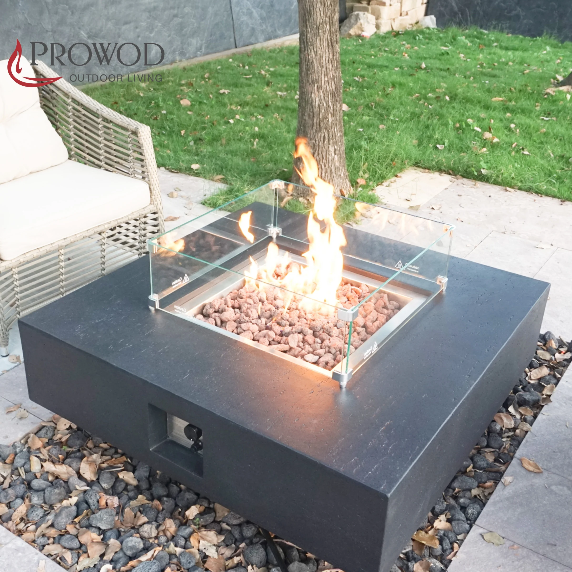 Rectangular Rattan Gas Stove, Steel, Fire Pit - detail 28