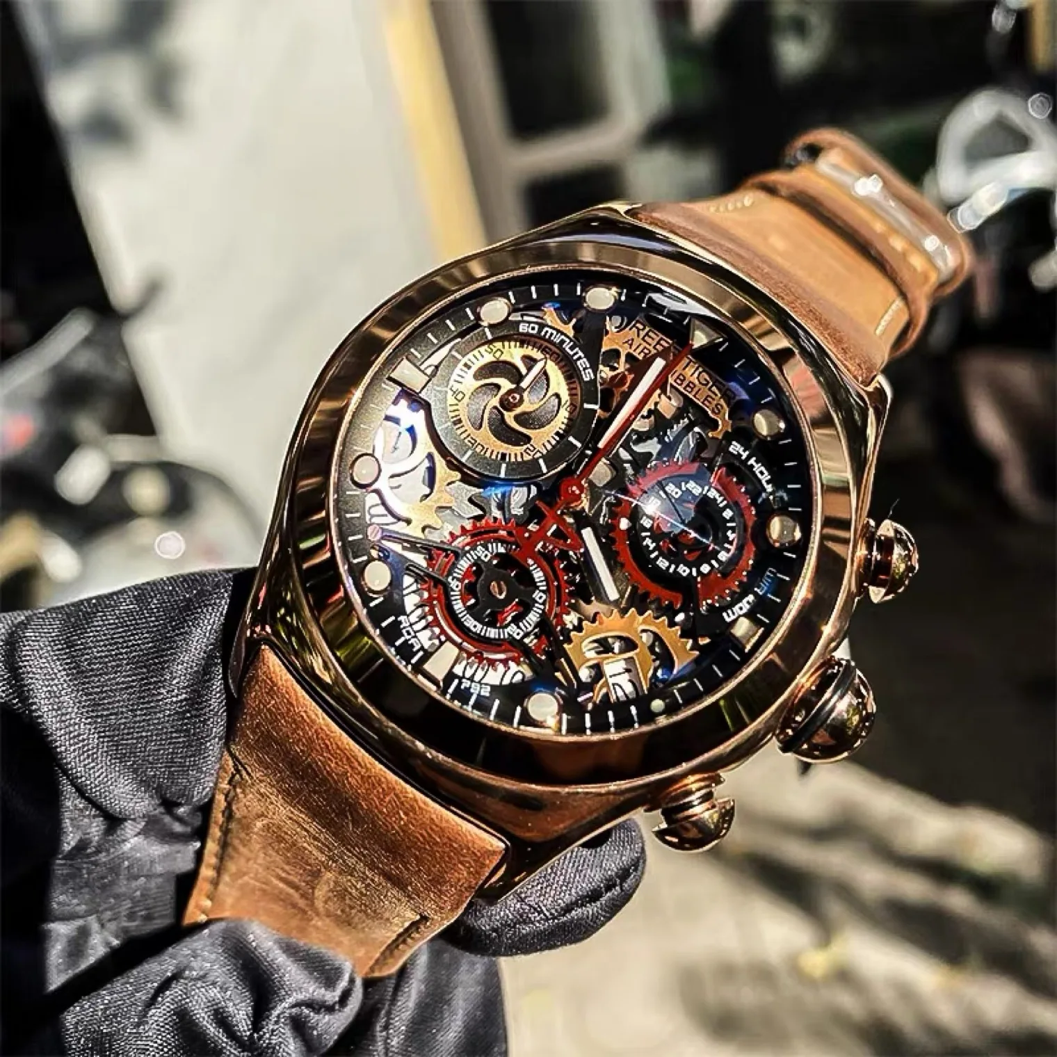 REEF TIGER RGA792 リーフタイガー クロノグラフ 腕時計 球面ガラス 