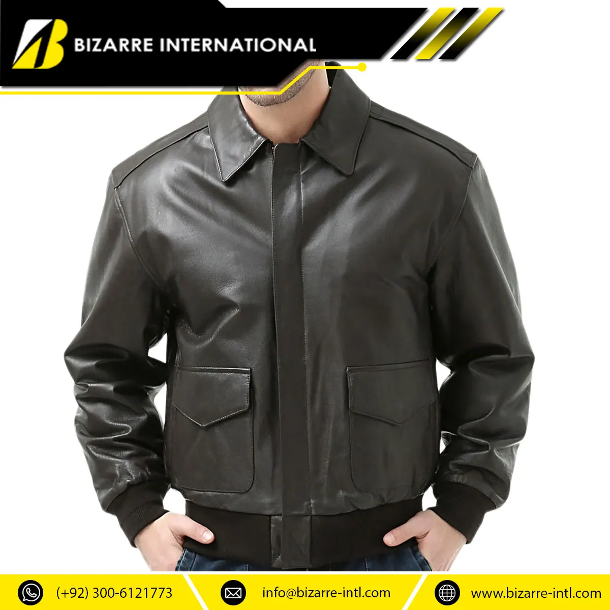 Men's Pilot Bomber Flight Fighter Jacket Genuine Leather Canvas ...