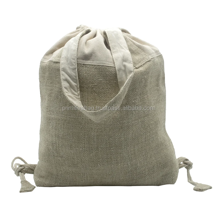 Hemp Backpack Woven Heavy Duty Backpack Plain Book Bag Day Pack