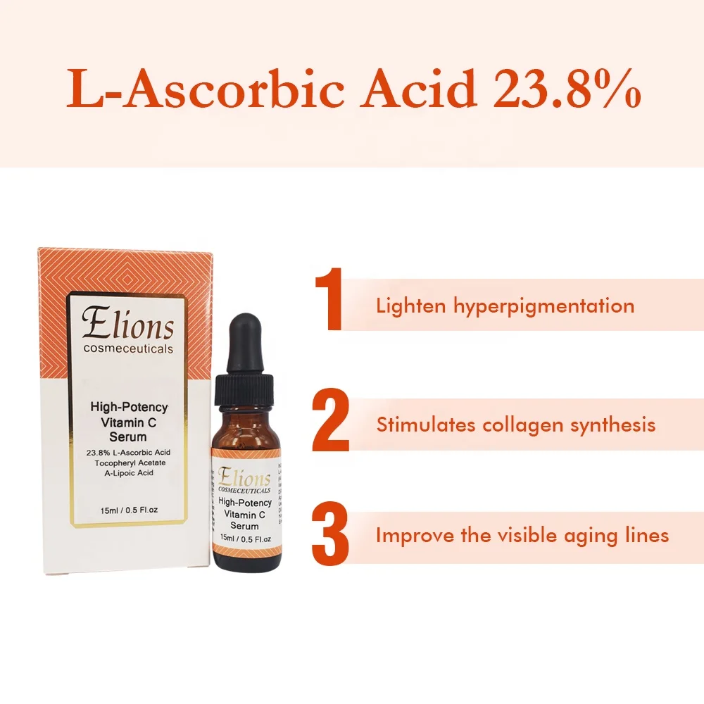 High Potency 23.8% Vitamin C Serum Alpha Lipoic Acid Tocopheryl Acetate Anti-Aging Face Body Skin Whitening Pigmentation