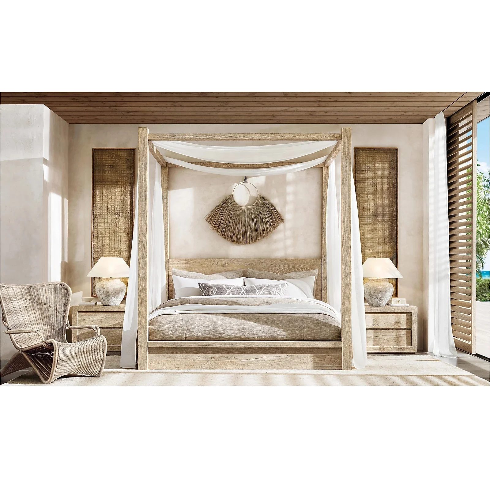 Hotel Home Luxury Reclaimed Russian Oak Canopy Bed Antiqued Bed - Buy