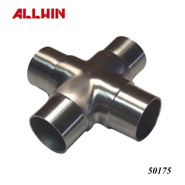 Hospital Stainless Steel 3 Way Tee Round Tube Connectors Pipe Fittings For 38.1mm 50.8 Mm Tube