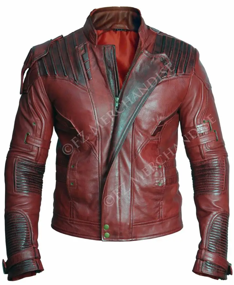 Guardians of the Galaxy 2 Star Lord Chris Pratt Maroon Leather Jacket 