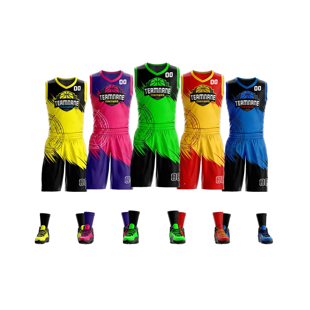 NO.1 NEW DESIGN Custom Printed Club Basketball Jersey Set Uniform Sportswear B2factory Teamwear