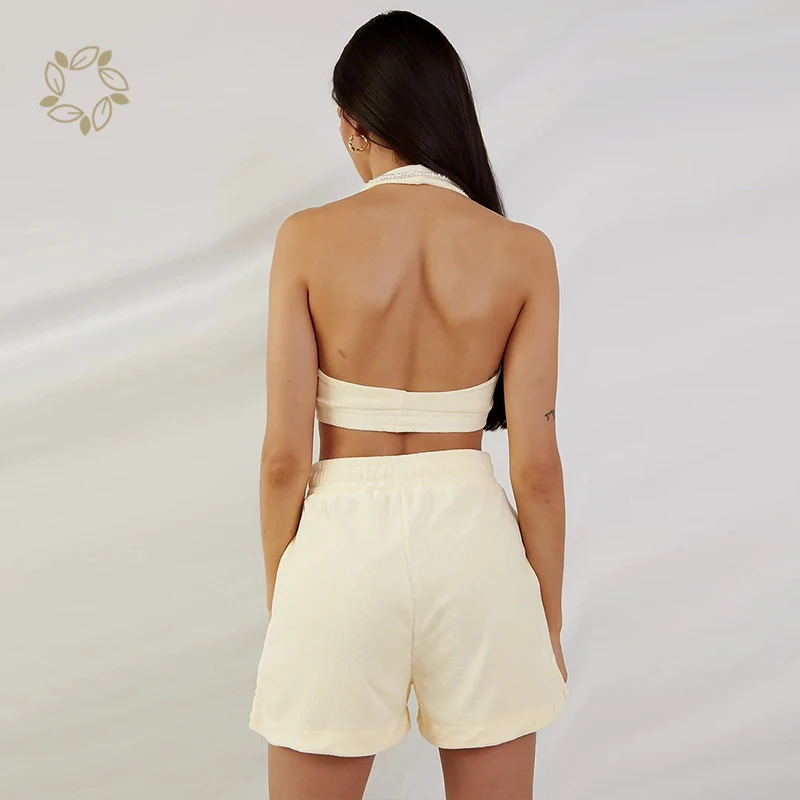 Conjunto de sujetador de tela de rizo sostenible Conjunto corto de