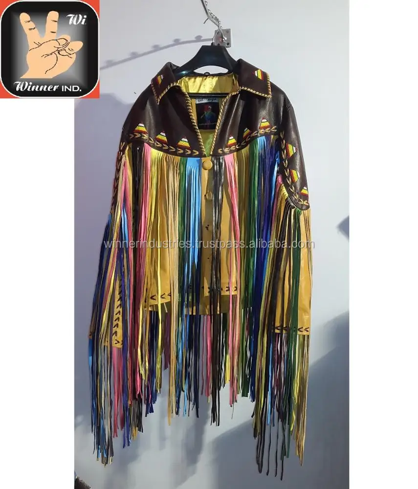 multi colored fringe jacket
