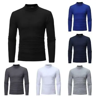 mens polo neck tops long sleeve