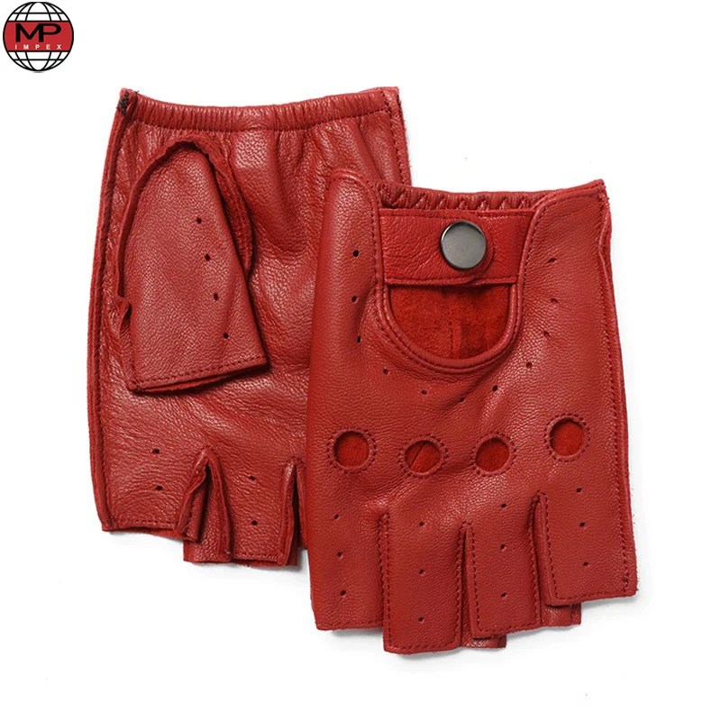 Мужские кожаные перчатки для вождения из натуральной овечьей кожи