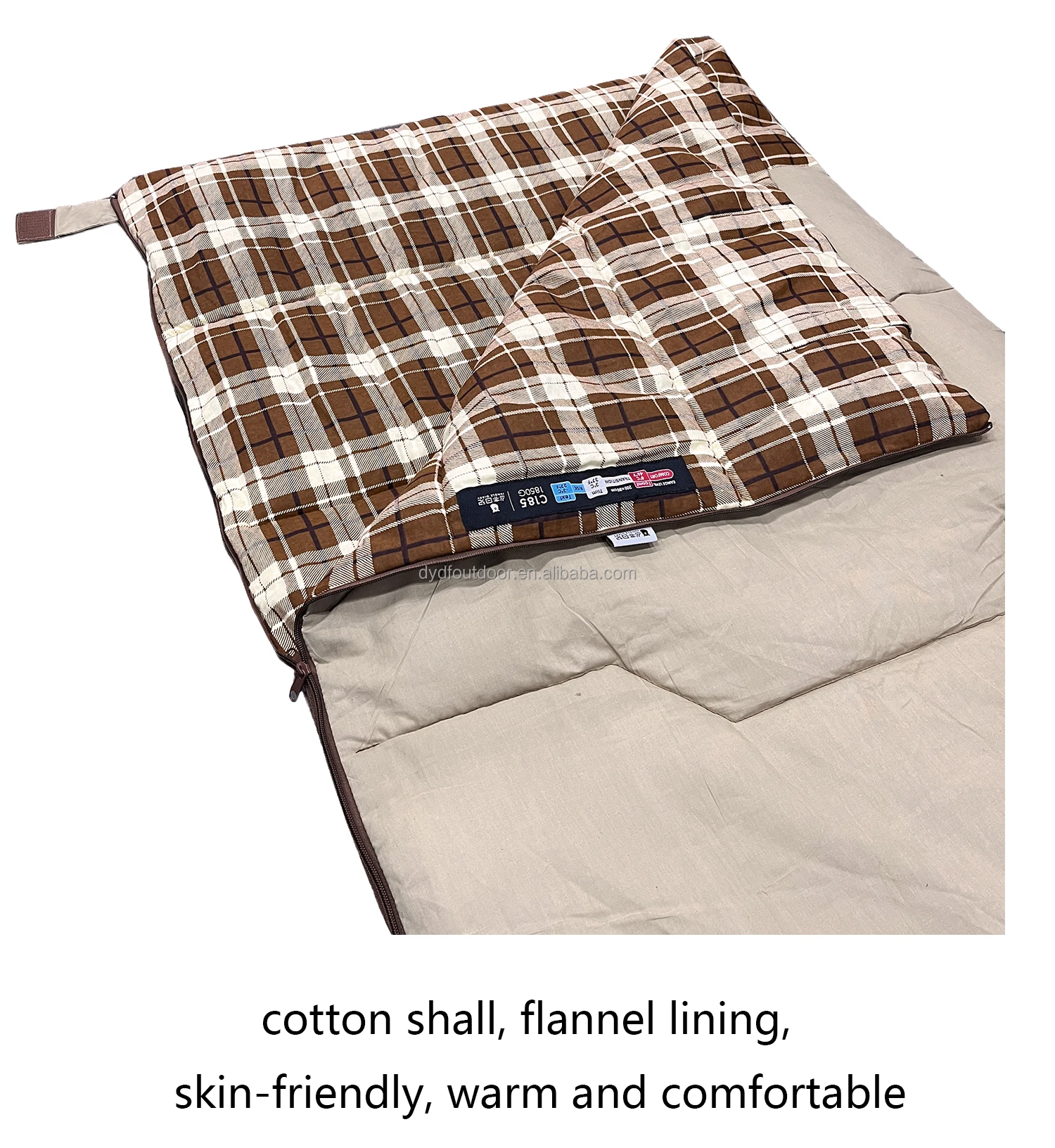 Waterproof 3 Season Cotton Flannel Sleeping Bag With Carry Bag Cool