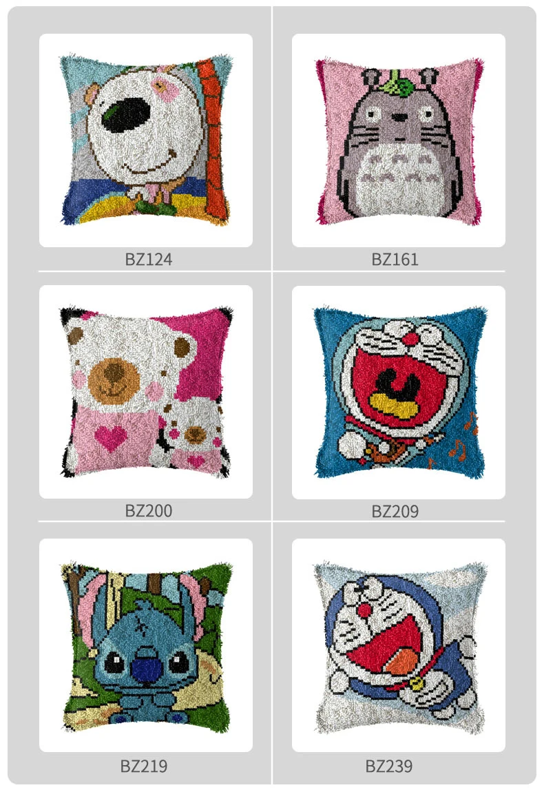 Animal Series Latch Hook Rug Kits Bear 3D Segment Embroidery Pillow Wool Cross Stitch Carpet Embroidery DIY Pillow noodpakket