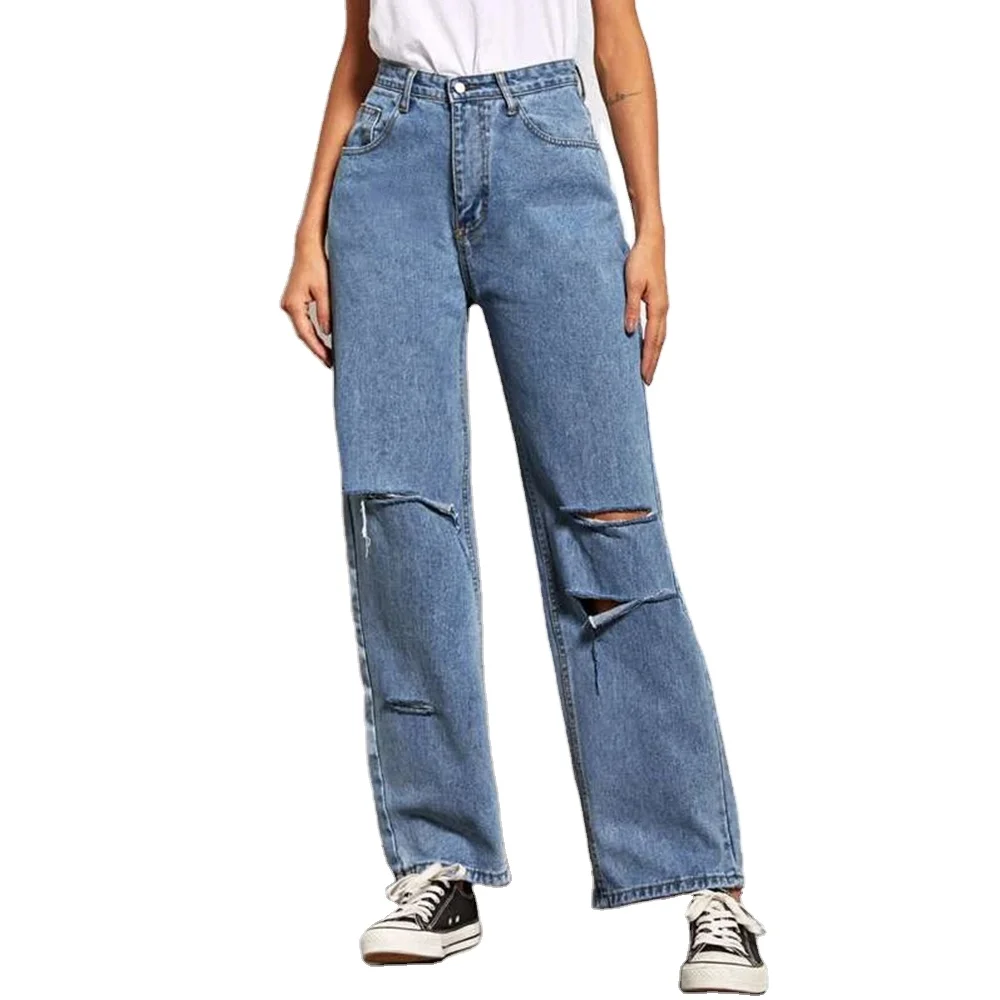 Pantalones Vaqueros De Pierna Recta De Cintura Alta, Pantalones Jeans Mujer  | Linio Chile - OE956FA1AH3WYLACL