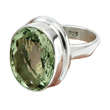 925 sterling silver green amethyst ring for women and girls gemstone jewelry wholesale party wear rings