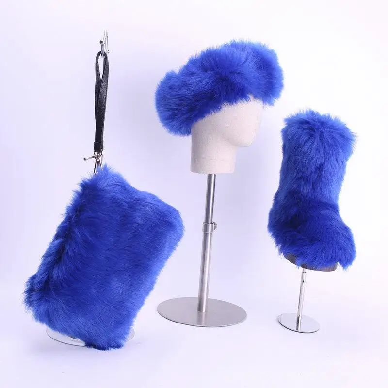 fur boots purse and headband