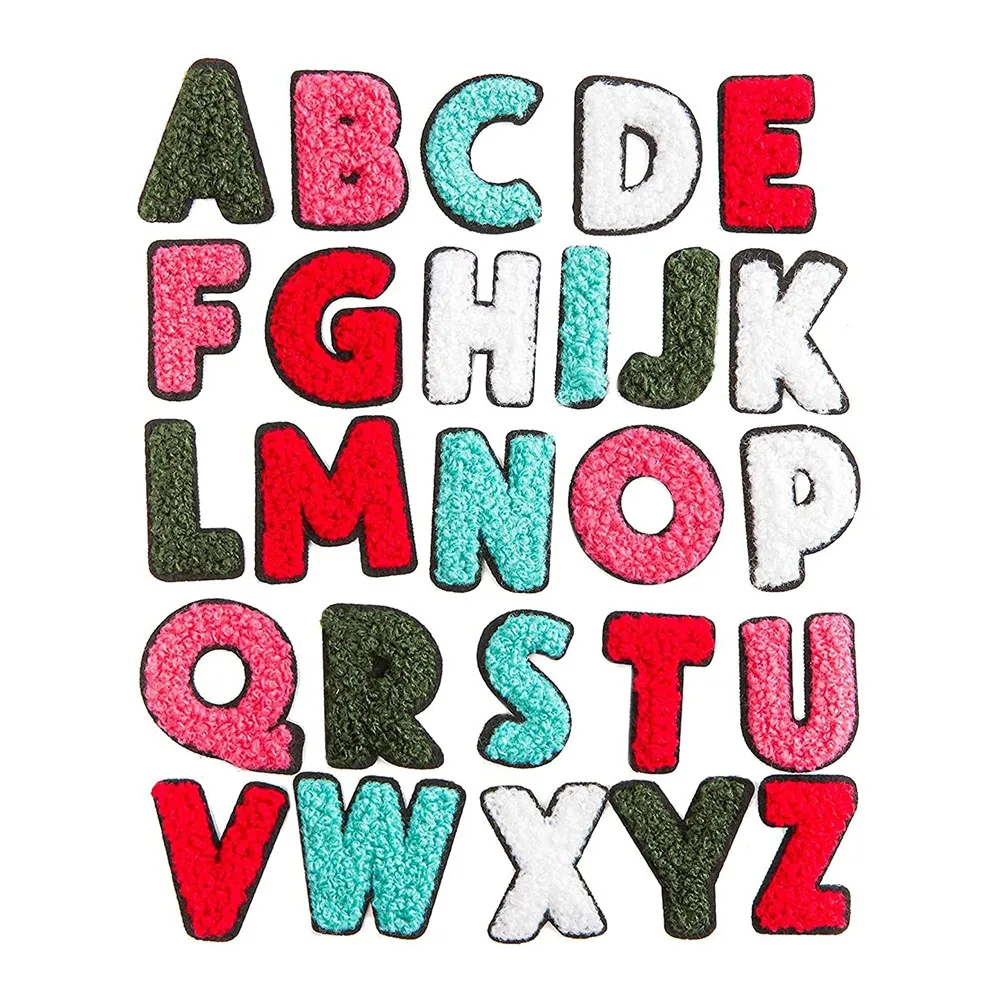 Chenille Letter Patches Embroidered Chenille Iron On Backing Sew On