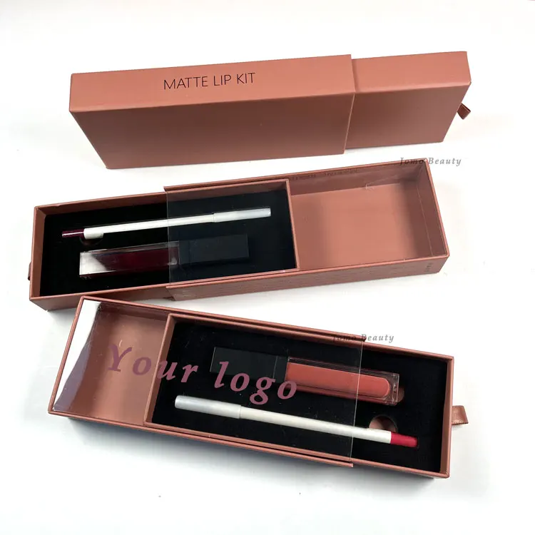 Lipgloss With Lipliner Set Custom Your Own logo Long Lasting Waterproof Shimmer Glossy Matte Lip Gloss Lipliner Set