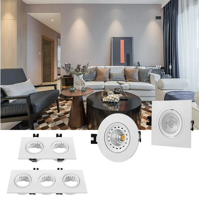 5W GU10 MR16 Downlight Fitting LED  Lamp Holder Round Square Trim Ceiling Recessed Mr16 Spotlight Frame