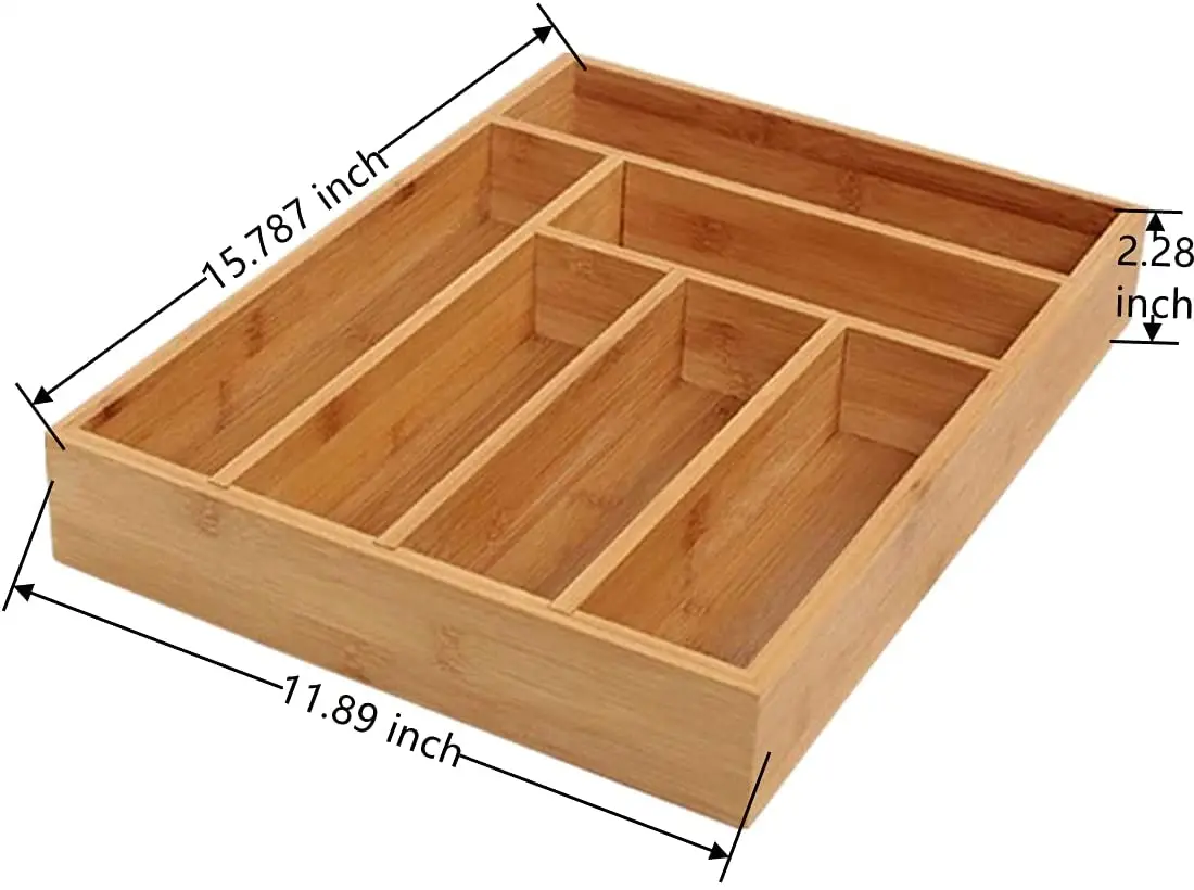 Adjustable Cutlery Tray,Wood Drawer Dividers Organizer For Flatware