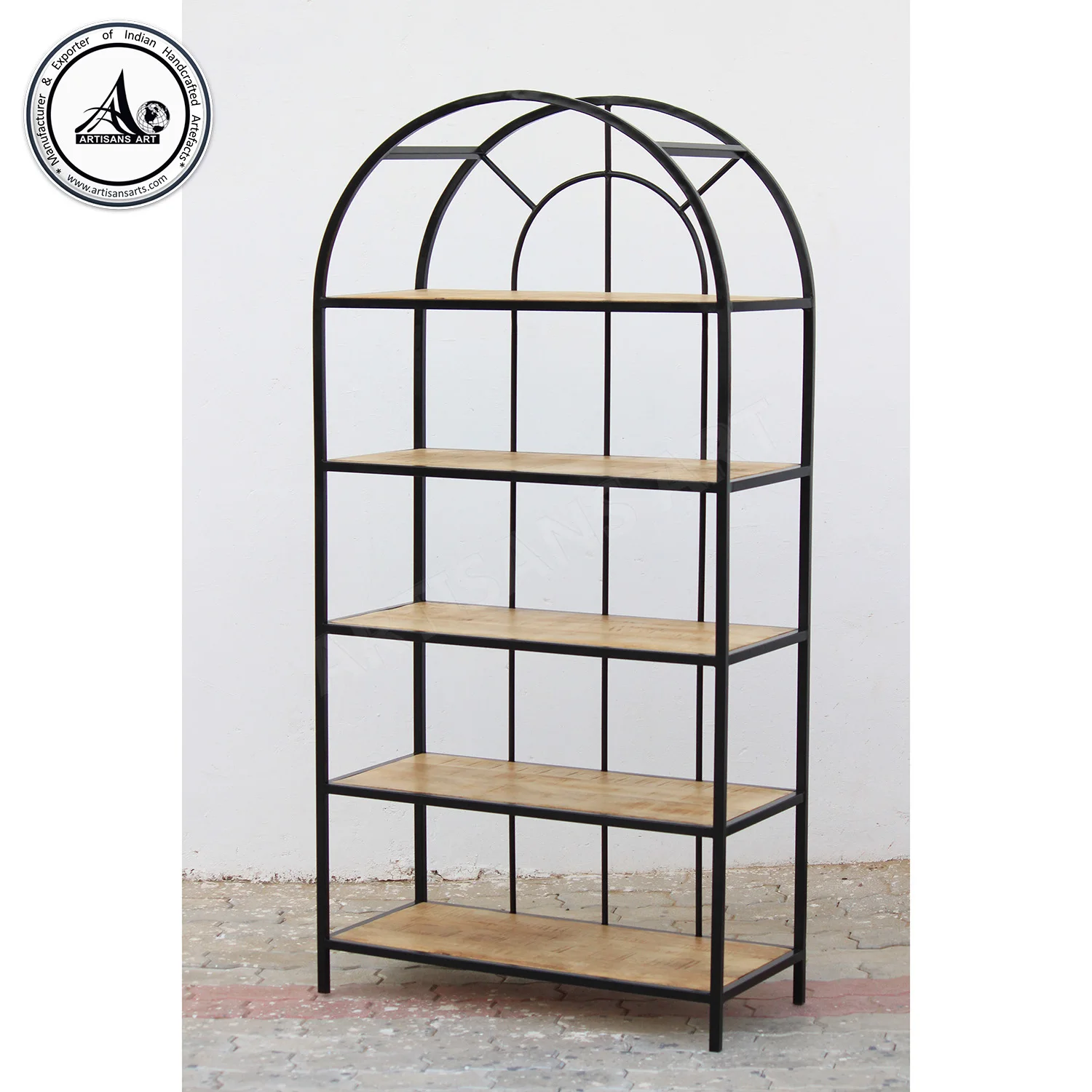 Industrial Metal Iron Mango Wood Bookshelf Hot Selling Bookcase Metal