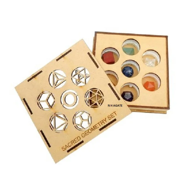 7 Chakra Sacred Geometry Set With Wooden Box Gemstone Geometry Set Buy ...