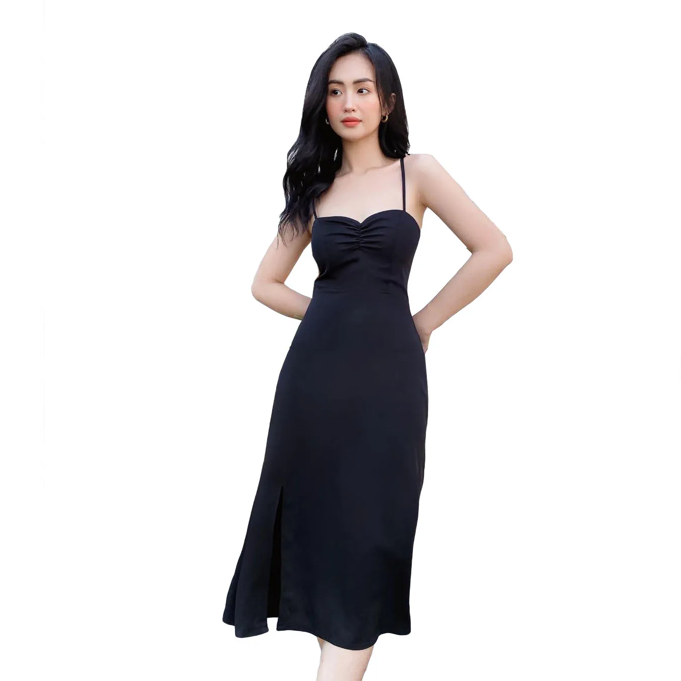 New Item Nude Color Ladies Sexy Sling Halter Side High Fork Mid-length  Dress Oem Clothing Made In Vietnam - Buy Dresses Women,Dress,Summer Dress  Product on Alibaba.com