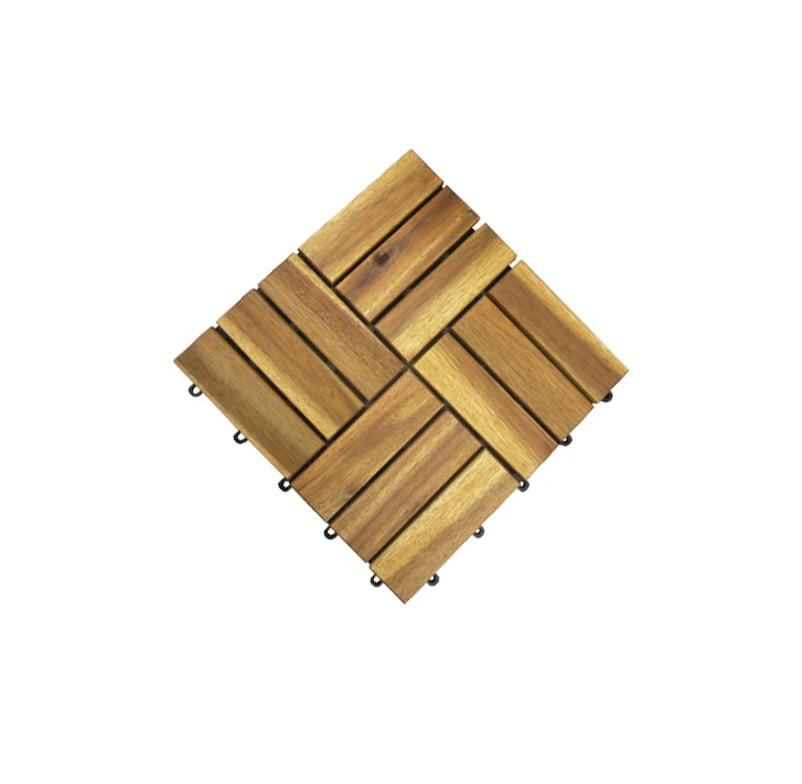 Modern Acacia Wooden Diy Interlock Click Outdoor Decking Tile 300*300