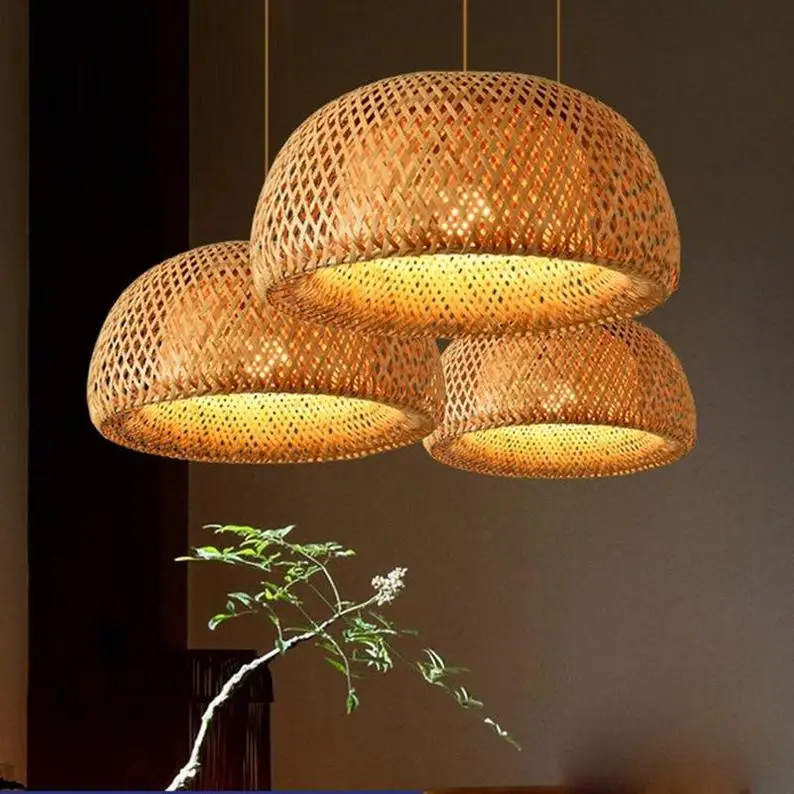 Bamboo Pendant Lights - Handmade Wooden Lampshade Hanging