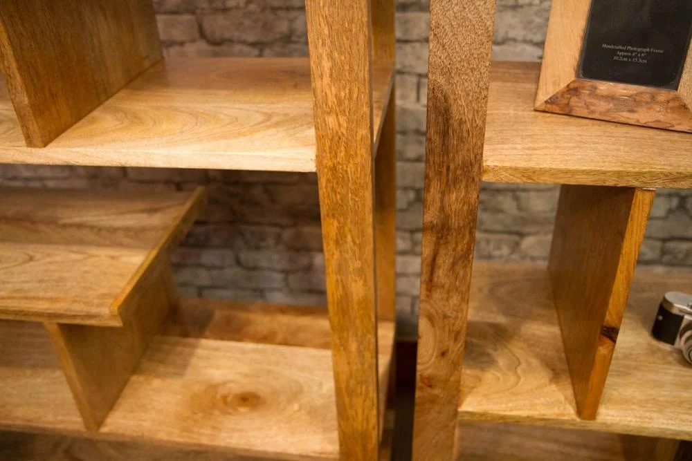 Разделитель для комнаты из массива манго, 2 части, Круглый, с ящиками