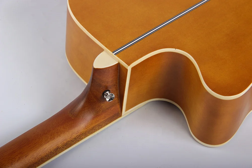 Made in China Tree Root 39 Inch Cutaway Beginner Basswood Spruce Rosewood 6 Strings Matte Acoustic Guitar Ukulele With Bag Capo