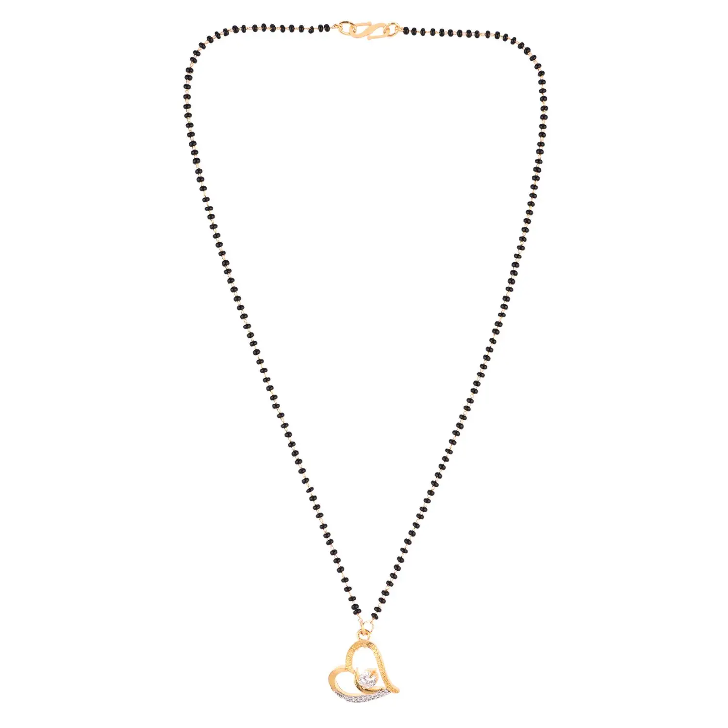 Mangalsutra Indian Black Beaded Cz 