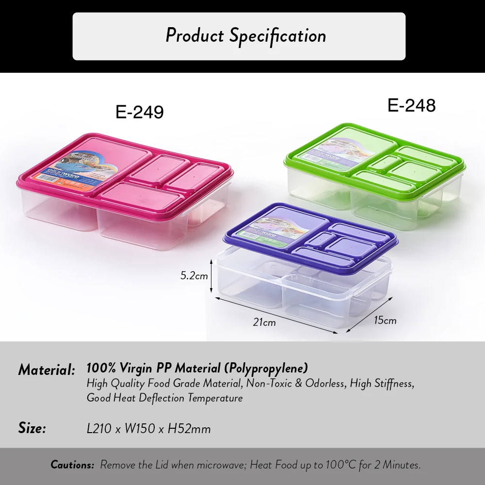 Elianware Bpa Free Plastic (pp) Reheatable Food Safe Food Container Dishwasher Safe 5