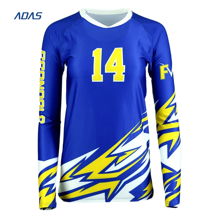 Sublimated Long Sleeves Volleyball Jersey Design Women Wholesale