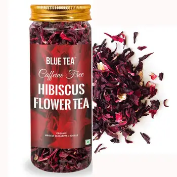BLUE TEA Organic Egyptian Hibiscus Flower Herbal Tea Caffeine Free Tea for Blood Sugar Control