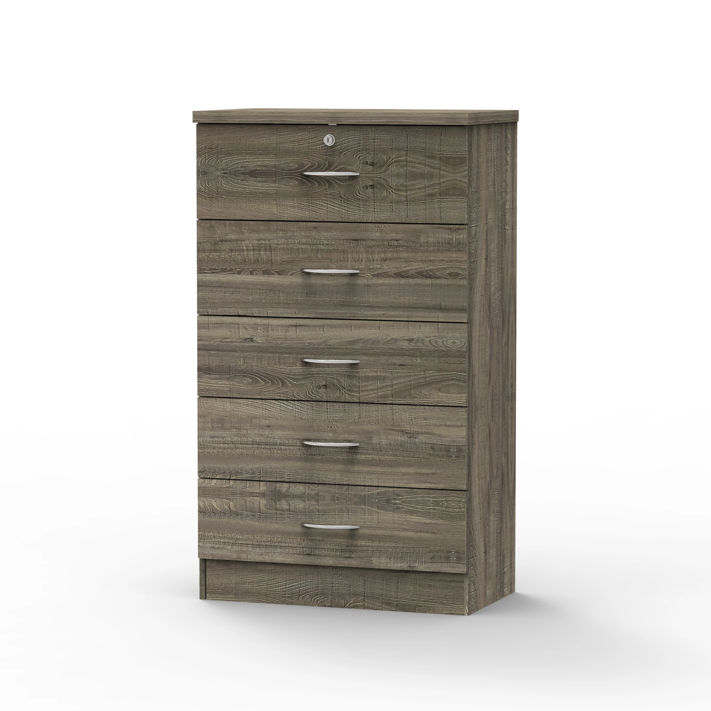 5-Drawer Chest of Drawers for Bedroom Living Room Kids Made in Malaysia Wood Top Cabinet With Lock 1437