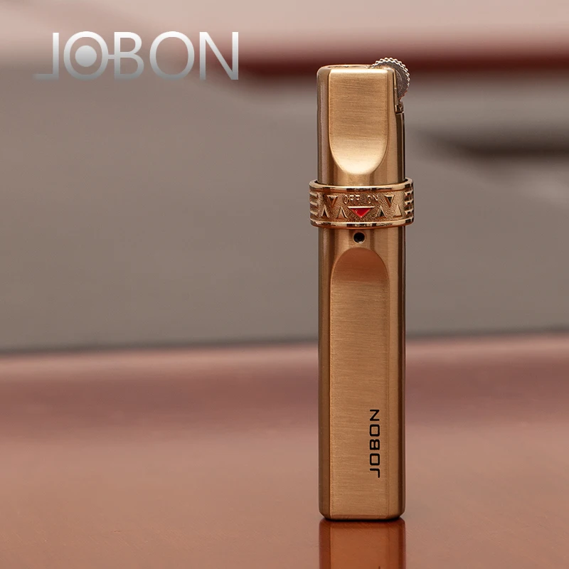 JOBON Vintage Refillable Candle Smoke Customized Metal Cigar Cigarette Jet Flame Butane Gas Flint Lighter Custom Logo Wholesale