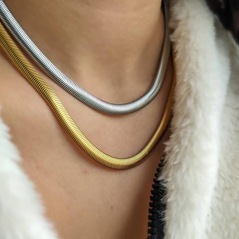24k Gold Plated Men Women chunky Snake Chain Necklace Choker Charm Fashion  Jewelry for Unisex price in Saudi Arabia,  Saudi Arabia