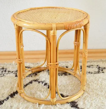 70s ビンテージ ラタンスツール 籐 サイドテーブル バンブー 竹編み 70s ビンテージ ラタンスツール 籐 サイドテーブル バンブー 竹編み