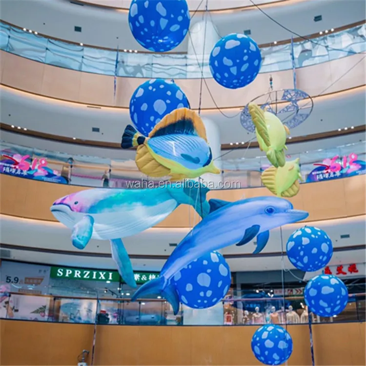 Custom Size Inflatable Ceiling Hanging Whale Fish