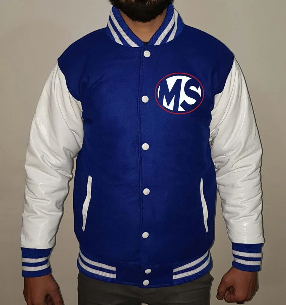 Personalised Royal Blue Varsity Jacket With Black Letter and 