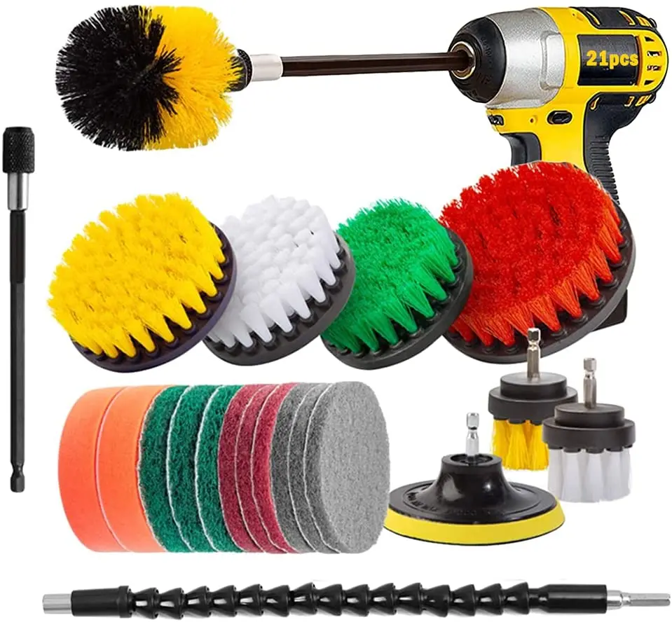 21 Piece Drill Brush Power Scrubber Cleaning Brush Extended Long