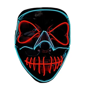 Neon led Mask Dead Pool Cosplay Costume EL Mask Carnival Festival Led Rave Mask For Halloween and Christmas
