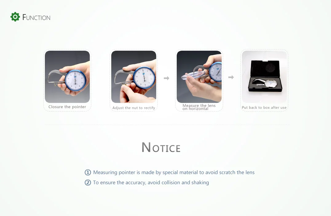 Optical Lens Thickness Tester Meter Gauge Glasses Lenses Calibrator