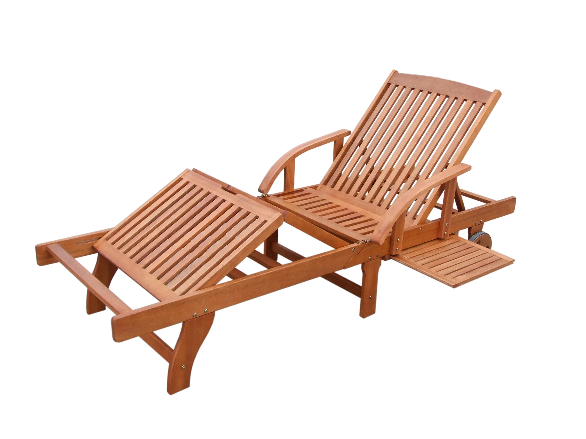 Lounger Adjustable With Side Table Outdoor Furniture Teak Wooden From
