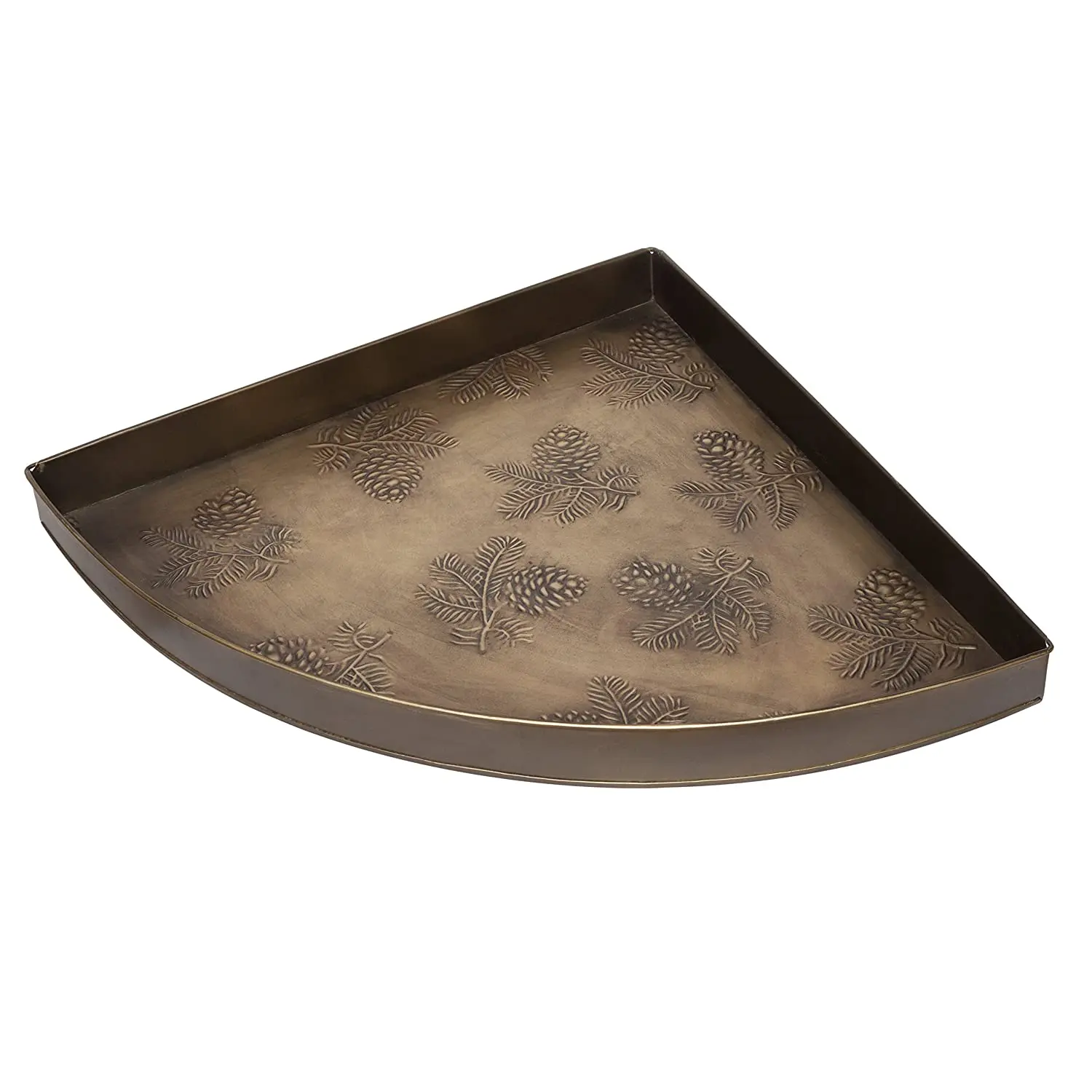 Dark Copper-Colored Metal Boot Tray with Embossed Tree of Life Design