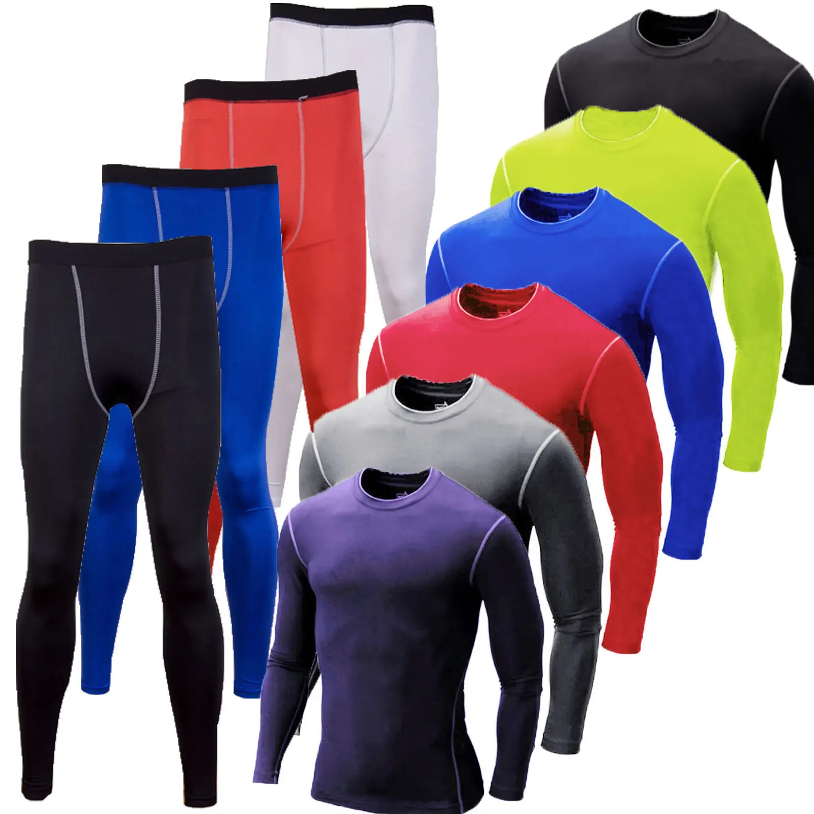 Mens Compression Wear Sports Skin Tights Base Under Layer T Shirts Pants 